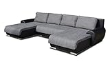 Wohnlandschaft Eckcouch Ecksofa Otis - Big Sofa, Couch mit Schlaffunktion und Bettkasten, U-Sofa, U-Form (Schwarz + Grau (Madryt 1100 + Berlin 01))