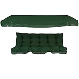 Patio Auflage Hollywoodschaukel 170 Bankauflage grün Sitzkissen Outdoor gesteppt mit Sonnendach Milano