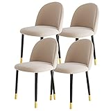 Kitchen 4 Moderner Design-Esszimmerstuhl, samtweich gepolsterter Sitz mit ergonomischer Rückenlehne, Stuhlbeine aus Karbonstahl (Farbe: Khaki, Größe: schwarzes Goldbein)