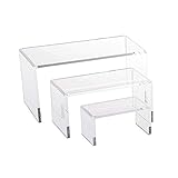 Meyeng Set mit 3 Etagen, Acryl, transparent, Etagere mit 3 Ebenen aus Acryl für Figuren, Buffets, kleine Kuchen und Schmuckständer, mit Schutzfolie