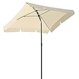 LIFERUN 200 x 125 cm Sonnenschirm rechteckig, Marktschirm knickbar, Gartenschirm Terrassenschirm Sonnenschutz UV 50+ für Balkon und Terrasse, 180 g/m²