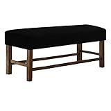 YOPOIY Modern Stuhlhussen Samtweich Bezug Für Esszimmerstuhl Stretchwaschbar Dining Bench Cover Für Esszimmer rutschfest Für Schlafzimmer Und Wohnzimmer -Schwarz-Large