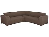 SODERBERGH Sofahusse Ecksofa Stretch Bezug Dekoration Couch Polstersofa, Farbe Hussen:Brown 202, Größe:ohne Rüschen