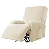 Highdi Stretchhusse für Relaxsessel Komplett Sesselschoner, Stretch Relaxsessel Bezüge 1 Stück - Einfarbig Samt Elastisch Sesselbezug für Fernsehsessel Liege Sessel (Beige)