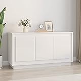 BULANED Sideboard, Kommode Schlafzimmer, Schlafzimmer Möbel, Esszimmer Schrank, Komodenschrank, Büromöbel, Buffetschrank, Hochglanz-Weiß 102x35x55 cm Holzwerkstoff