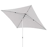 doppler Sonnenschirm AluPro Neo Kurbel 305cm in Hellgrau I 6-eckiger Sonnenschirm für Balkon & Terrasse I Schirm knickbar I Öffnen & Schließen durch Kurbel I Höhenverstellbar
