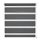Deco Company Duo Klemmrollo, Doppelrollo, Rollo für Fenster ohne Bohren, Alle Montage-Teile inklusive, Polyester, Anthrazit, 100 x 150 cm