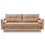Schlafcouch ROK 210x75 mit schlaffunktion und Bettaksen - Originelles Design - Couch mit Stauraum - Holzfüße (Holzfüße (Zylinder), Eureka 2143)