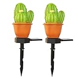Angoily 2 Stück Windmühle Dekor Außenlaterne Außenlandschaftslichter Kaktus Solarlichter Kaktus Solargartenlichter Pfähle Solarlichter Outdoor Gartenstecker Solargartenlampe Straßenlicht
