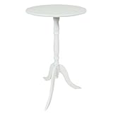 Spetebo Holz Beistelltisch rund 53 x Ø 30 cm - weiß - Telefontisch mit elegantem Fuß - Deko Blumen Hocker Telefon Tisch klein