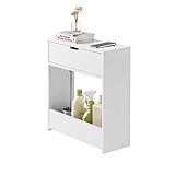 SoBuy BZR48-W Nischenregal Nischenschrank schmales Regal Badezimmerschrank Badschrank mit 1 offener Ablage und 1 Klappe Kommode fürs Bad Badmöbel Weiß BHT ca.: 20x60x55cm