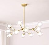 Dellemade Golden Sputnik Kronleuchter,12-Licht Globus Pendelleuchte für Esszimmer, Wohnzimmer, Küche, Büro, Café, Restaurant,LED Glühbirnen Enthalten