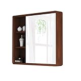 ROLTIN Badezimmerspiegelschrank, wandmontierter Aufbewahrungsspiegelkasten aus massivem Holz, mit Regal, klares Bild/A / 70 cm (B 60 cm) (B 70 cm)
