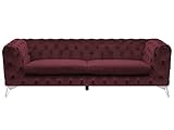 Beliani Klassisches Polstersofa Samtstoff Chesterfield Style rot Sotra