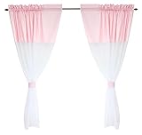 TupTam Kinderzimmer Voile Vorhänge Baby Gardinen mit Tunnelzug Set, Farbe: Rosette Rosa, Größe: ca. 140 x 160 cm