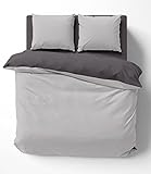 one-home Wendebettwäsche 200x220 cm grau anthrazit Uni Doppelbett Doubleface Mikrofaser