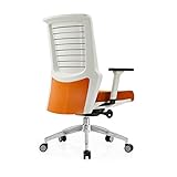RIXCH Bürostuhl, Netz-Computerstuhl, verstellbare Armlehne, dickes Kissen, S-förmige Rückenlehne, bequemer Schreibtischstuhl, geräuschloser Rollen-Schreibtischstühle (Farbe: Orange, Größe: 108,5 cm)