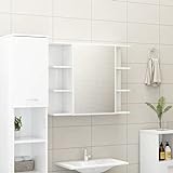 MOONAIRY Bad-Spiegelschrank, Badezimmer-spiegelschrank, Alibertschrank Bad, Bathroom Cabinet, Hochglanz-Weiß 80x20,5x64 cm Spanplatte