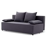 Couch SINE 190x75 mit schlaffunktion - Klassisch Design - Schlafcouch mit Stauraum - Kissen - Auswahl an Farben (LUX 06)