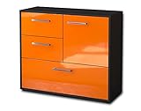 Lqliving Sideboard - Beistellschrank Deanna, Korpus: anthrazit matt, Front: Hochglanz-Design Orange (92x79x35cm), inkl. Metall Griffen, Made in Germany