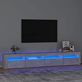 CIADAZ TV-Schrank mit LED-Leuchten, Tv Board, Tv Lowboard, Tv Tisch, Fernsehschrank, Fernsehtisch, Kommode, Sideboard Wohnzimmer, Tv Sideboard, Betongrau