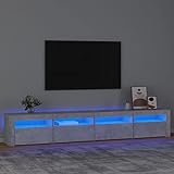 ZEYUAN TV-Schrank mit LED-Leuchten, Tv Board, Tv Lowboard, Tv Tisch, Fernsehschrank, Fernsehtisch, Kommode, Sideboard Wohnzimmer, Tv Sideboard, Betongrau