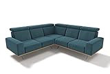 DOMO Collection Rosario Ecksofa, Polsterecke mit Nackenfunktion und Holzkranz, L-Form Eckcouch, 245x245x81 cm, Polstergarnitur in türkis