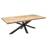 Invicta Interior Massiver Industrial Esstisch Galaxie 200cm Mangoholz sternenförmiges Gestell Massivholz Holztisch Tisch