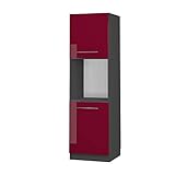 Vicco Küchenschrank Küchenmöbel Fame-Line modern Küche Einbauküche Küchenzeile Blende Unterschrank Hochschrank Hängeschrank (Anthrazit-Bordeaux-Rot Hochglanz, Herdumbauschrank hoch 60 cm offen)