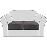 Stretch-Samt-Sofa-Couch-Kissenbezug, abnehmbare Sofa-Sitzbezüge mit elastischer Unterseite, waschbare elastische Möbel-Schonbezüge, Schutz (2 Stück, grau)