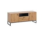 BETTSO -RTV Schrank Auf Schwarz Beinen Elegantes und Modernes Design Versteckte Ablagen Leicht Zu Reinigen Abrieb- Und Kratzfest Laminierte Platte-Olivier (Eiche Artisan + Schwarz)