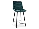 SIGNAL MEBLE Sessel, Halbhoch, Velours, gesteppt, Grün – Höhe 92 cm
