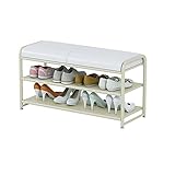 MEFFEE Schuhschränke Schuhwechselhocker,einfaches Schuhregal aus Eisen,weicher Schuhschrank zum Sitzen,Schuhschränke(Größe:90cm * 32,5cm * 48cm)