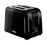 Tefal TT1A28 Vita Toaster | 7 Bräunungsstufen | 2 Toastschlitze | zentriert die Brotscheiben | Hebefunktion | Funktionstasten | Krümelschublade | Schwarz