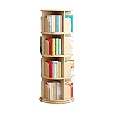 ZAJ Regal 360 ° drehbares Bücherregal 4-stöckiges freistehendes Bücherregal aus Massivholz, Bücherregal, Kiefernholz, schmales Bücherregal, Organizer für Schlafzimmer Standregal Bookshelf
