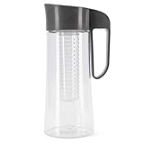 Cucina Sana Karaffe mit Fruchteinsatz 2L – Wasserkaraffe mit Deckel und Einsatz, Infused Water Pitcher aus Tritan, 100% BPA-frei, spülmaschinenfest (schwarz)