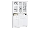 möbelando Buffet Schrank Buffetschrank Sideboard Kommode Vitrinenschrank weiß Landsted I