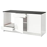 Ikea KNOXHULT Unterschrank mit Türen und Schublade, 180 cm, Weiß Hochglanz