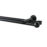 Garesa Gardinenstange Ornella Ø 20mm, 2-läufig, Schwarz I Aluminium Vorhangstange inkl. Gleiter I Mit Endknopf Kugel I Für mittelschwere Vorhänge I 350cm