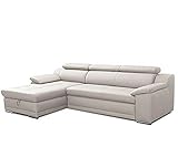 CAVADORE Schlafsofa Aniamo / Ledersofa in L-Form mit Bettfunktion, Stauraum, verstellbaren Kopfstützen und XL-Longchair / 270 x 80 x 165 / Kunstleder, Weiß