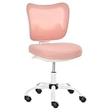 Vinsetto Bürostuhl Drehstuhl Bürosessel ohne Armlehnen Höhenverstellbar Schaumstoff ABS Metall Weiß+Rosa 46 x 51 x 78-87,5 cm