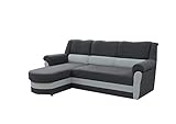 mb-moebel kleines Ecksofa Sofa Eckcouch Couch mit Schlaffunktion und Bettkasten Ottomane L-Form Schlafsofa Bettsofa Polstergarnitur Cannes (Grau, Ecksofa Links)