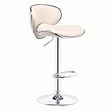 SAFWEL Küchenhocker Barhocker Essensstuhl Drehbares Heben Hohe Bank Silberbesatz Mit Fußstütze Für zu Hause und im Büro Lagergewicht 200kg Hubhöhe 57-77cm (Color : Beige)