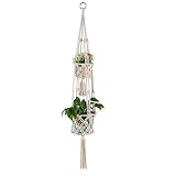 BURLOE Blumenampel Hänger Boho Wandbehang Aufbewahrungskorb Geflochtener Korb Blumenkorb Baumwollseil Hängender Blumentopf Obstkorb Wand Vase,1