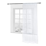 WOLTU Vorhänge mit Kräuselband Stores Gardinen Weiß kurz transparent 140x225cm (BxH), Gardinen Fensterschals Voile für Wohnzimmer Schlafzimmer Kinderzimmer (1 Stück)