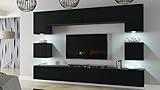 Furnitech Modernes TV Möbel Schrank Wohnschrank Wohnzimmer Schrankwand Wohnwand Mediawand Nowara 1C (Möbel ohne LED, AN1-17B-M52 1C Matt)