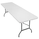 Nexos XXL Klapptisch Campingtisch 240 x 70 cm Catering klappbar weiß Partytisch Tragegriffe Esstisch Buffettisch wetterfest bis 150 kg stabil ca. 15 kg bis 10 Personen