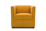 DOMO Collection Bob Sessel, retro Sessel mit Armlehnen und Federkern, 73x75x69 cm, kleiner Polstersessel Cocktail Loungesessel in Mikrofaser mango gelb