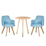 Esstisch Set, Nordische minimalistische Tische und Stühle, Esstisch for Zuhause, Küche, Balkon, Lounge-Tisch, modernes Sofa aus Massivholz, 1 Tisch mit 2 Lederstühlen, 3-teiliges Tisch- und Stuhl-Set,