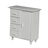 Homoyoyo Puppenhaus-Seitenschrank Weißes Dekor Kommode Aus Massivem Holz Miniaturen Miniaturmöbel Puppenhaus-Einrichtungsset Miniaturschrank Minihaus Schubladenschrank